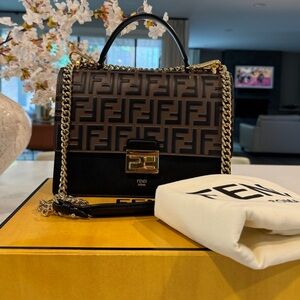 Fendi Black and Brown Handbag with Gold Accents